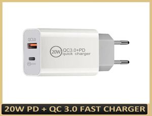 20W PD Power Charger Adaptateur QC 30 Typec Double Ports Charge rapide EU US UK AU PLICE FAST SAFE CHARGERS8205075