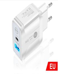 20W PD USB C Cast Charger Fast QC30 Wall Charger Adapter Typec Universal voor Samsung Xiaomi Huawei EU US UK PLUG1224051