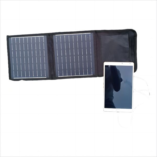 10W 20W Cargador de panel solar portátil Células fotovoltaicas con salida dual USB 5v Impermeable ETFE monocristalino para teléfono inteligente Luces de camping Banco de energía Teléfono móvil