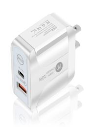 20W QC30PD Chargeur mural Charge rapide Type de haute qualité C Adaptateur d'alimentation compact USB PD QC30 pour IP7 8 11 12pro Samsung Phone TA1664751