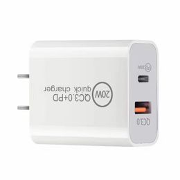 Cargador USB C de 20W PD Adaptador de cargador de teléfono móvil tipo C de carga rápida para Samsung Huawei Xiaomi con caja de venta al por menor