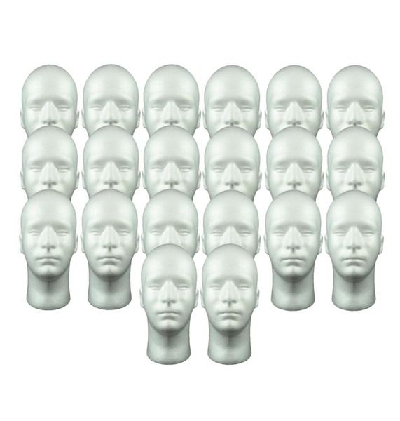 20x tête de Mannequin en polystyrène masculin modèle d'affichage tête de Mannequin pour lunettes de perruque 6902706