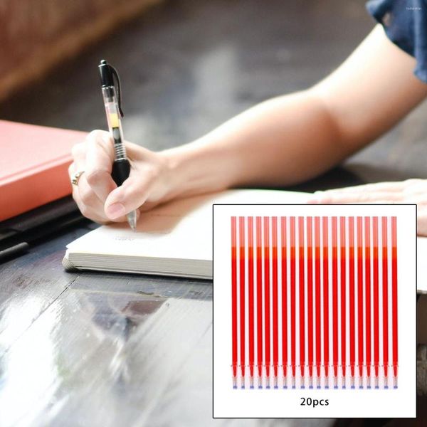 Recarga de 20x para bolígrafo de Gel borrable, punta fina, 0,5mm, recambios rojos, suministros de papelería para marcar, escritores de regalo para el hogar