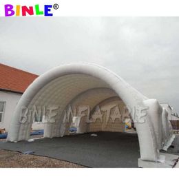 Grande couverture de scène gonflable blanche 15x8x4m, avec portes, dôme gonflable, grande tente de chapiteau gonflable pour fête de mariage