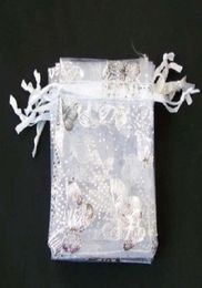 20x30cm 100 pc's witte vlinder organza bruiloft sieraden cadeauzakje 70x90 mm feestzakken pouches8818396