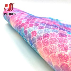 20x30cm/120 cm Escala de pescado Rainbow Glitter Fabrics Sparkle Faux Faux Butterfly Heart Craft Fiesta Boda Piel de bricolaje Material
