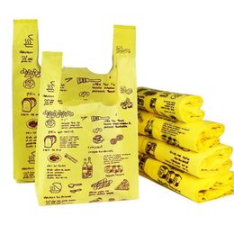 Sacs biodégradables environnementaux 20x35cm 26x42cm 32x50cm, sac de courses en plastique, gilet jaune, sac à main, emballage de pain, pochette cadeau