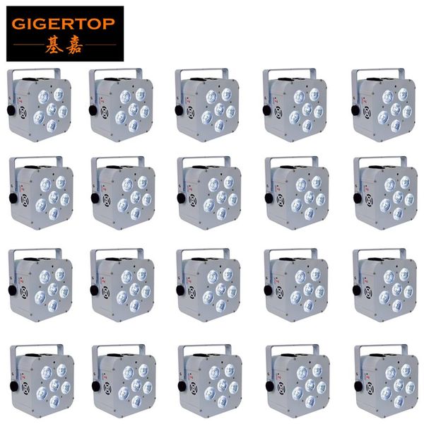 20XLOT boîtier en aluminium blanc sans fil alimenté par batterie 6x18W carré assis Led lumière RGBWA UV 6IN1 mélange de couleurs DMX 6 1207B