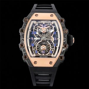 21-02 Motre be luxe Tourbillon hueco movimiento mecánico Carbon TPT Fibra de carbono y caja de titanio Reloj de lujo Relojes para hombres Relojes de pulsera Relojes 03