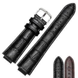 21 Bracelet en cuir brun noir à interface convexe de 12 mm pour bracelet de montre Tambour Spin Time pour hommes et femmes avec papillon B270r