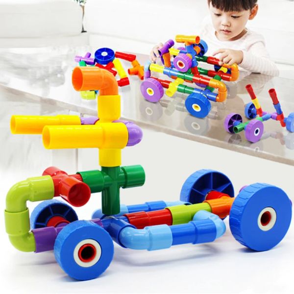 21-144 PCS Pipe Building Block Run Race Bricks 3D Children Assemblez et insérez des jouets avec des blocs Toy éducatif pour les enfants