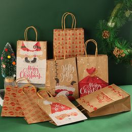 21 * 15cm Kerstfestival Kraftpapier Gift Bag Santa Claus Hoge Capaciteit Snoep Pakket Tassen Draagbare Apparel Storage Supplies BH5170 WHLY