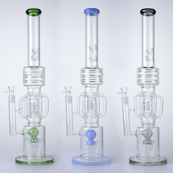 21,2 pouces BIG BONG NOWHAHS 14MM Joint femelle avec bol en verre Bongs Bongs Baril de tambour Huile DAB Plateaux Recyclage Verre épais Double tuyaux d'eau de percolateur à bascule