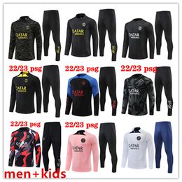 21 22 23 24 PSG MBAPPE SOCTER JERSEY Tracksuit 2021 2022 2023 Klassieke stijl Paris Training Pak Half Pull lange mouw Sergio Ramos Verratti Icardi volwassen kinderen voetbal