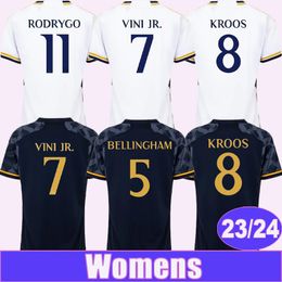 2023 24 Modric Vini Jr.Jerseys de football pour femmes Bellingham Camavinga Tchouameni Camavinga Valverde Kroos Alaba Rodrygo Home Away Football Shirts