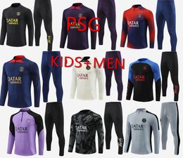 21 22 23 PSGS MBAPPE SOCTER JERSEY Tracksuit 2021 2022 2023 Klassieke stijl Paris Training Pak Half Pull lange mouw Sergio Ramos Verratti Icardi volwassen kinderen voetbal