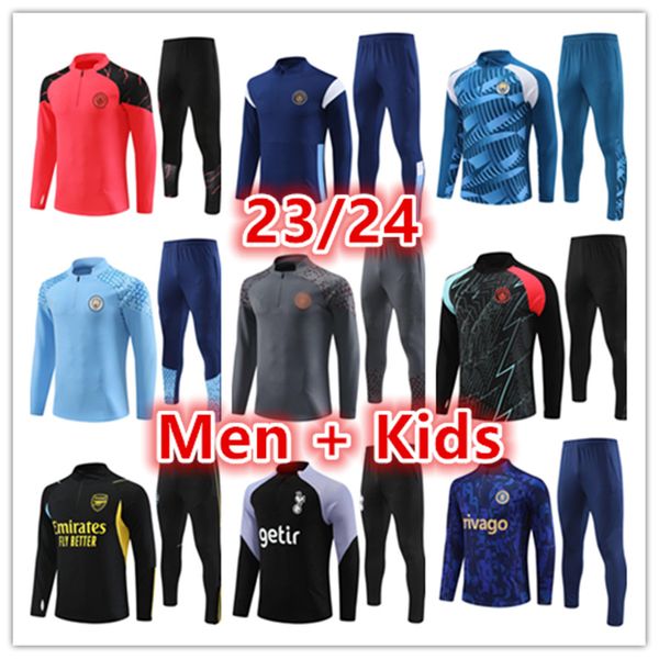 2023 2024 Hombre Chándal City Haaland Media cremallera Traje de entrenamiento Hombres Niños 23 24 Manga larga Ropa deportiva Chándal de fútbol Niños Niñas Chándales Survatment Foot Chandal