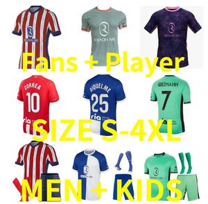 23 24 25 Memphis Athletic Madrids Soccer Jerseys 2024 2025 Player Version R.DE Paul Griezmann Carrasco M. Llorente Correa Koke Men Kids Kit Football Youth Football Shirt