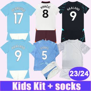 23 24 Walker Kids Kit Soccer Jerseys Ruben Bernardo Phillips Stones Ake Kovacic Grealish Home Away 3ème et manches longues Éditions spéciales Chemises de football