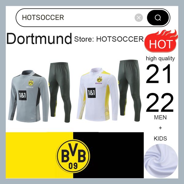 21 22 Kids and Man Borussia Dortmund Tracksuit Jacket Soccer Soccer Reus Bellingham Training Suit Football Set Survitement 21/22 Men Sportswear