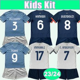 23 24 Lazio Kids Kit voetbalshirts Pedro Immobile Pellegrini Guendouzi Luis Alberto Kamada F. Anderson Home Away 3rd Football Shirts