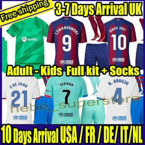 23 24 Kit complet Ensembles Camisetas de football MEMPHIS PEDRI ADAMA AUBA LEWANDOWSKI Maillot de football FERRAN ANSU FATI GAVI F. DE JONG DEST Enfants adultes avec chaussettes Barcelone