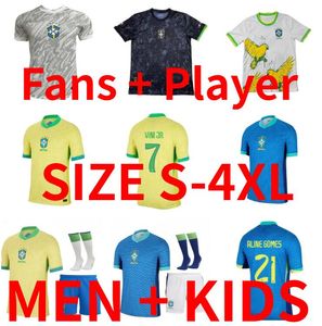 24 25 Brésils Jerseys Player Version des Brésils femme Endrick Vini Jr.2024 2025 Shirt de football Neymar Jr Richarlison Casemiro G.Jesus T.Silva Casemiro Men Kids sets Jersey