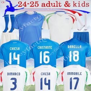 2024 BONUCCI ITALYS Soccer Jerseys Home AWAY 24 25 JORGINHO INSIGNE VERRATTI hommes enfants kit CHIESA BARELLA finales CHIELLINI Pellegrini Immobile CHEMISES DE FOOTBALL