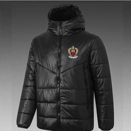 21-22 OGC Nice chaqueta con capucha para hombre, abrigo deportivo de ocio de invierno con cremallera completa, sudadera cálida para deportes al aire libre, logotipo personalizado