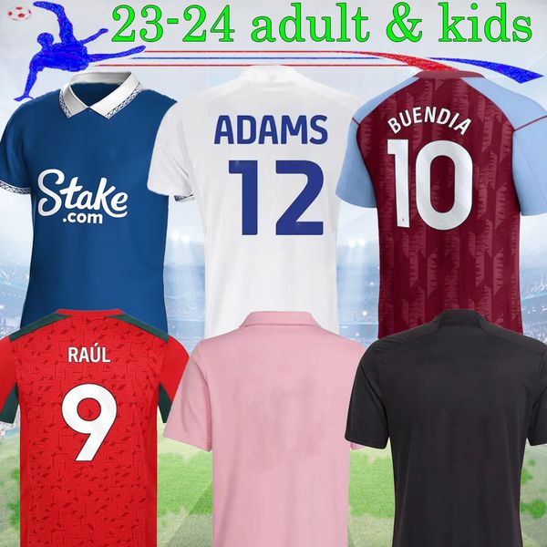 2023 2024 WATKINS BUENDIA McGINN maillots de football à domicile 23 24 kit enfants SUMMERVILLE BAMFORD RAUL MATHEUS NETO NEVES maillots de football 16-XXL