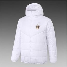 21-22 Qarabag FK chaqueta con capucha de plumón para hombre abrigo deportivo de ocio de invierno con cremallera completa deportes al aire libre sudadera cálida con logotipo personalizado