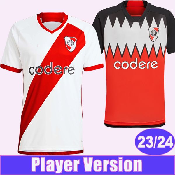 2023 24 River Plate Player Version Soccer Jerseys M.BORJA PEREZ PALAVECINO Accueil Blanc Chemises de football à manches courtes Uniforme