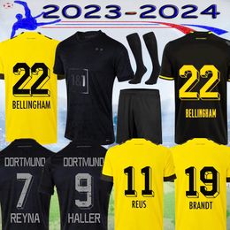 23 24 Bellingham Soccer Jerseys Fans Version Haller Reus 2023 Dortmund Home Away Men Player Version Reyna Brandt Balr Football Shirt S-4XL