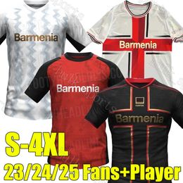 4xl 23/24/25 Leverkusen Home Soccer Jerseys 2024 Champions 2025 Fans Joueur Version Demirbay Wirtz Bakker Bailey Hofmann Football Shirt Men Kid Kit Socks