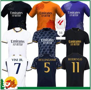 Player Fans Version BELLINGHAM VINI JR Soccer Jerseys 23 24 TCHOUAMENI CAMAVINGA ALABA MODRIC RODRYGO 2024 REAL MADRIDS Hombres Mujeres Niños Kit Uniformes Camiseta de fútbol