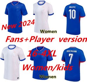 S-4XL 2024 Jersey francés MBAPPE Camisetas de fútbol DEMBELE COMAN SALIBA KANTE Maillot de Foot Equipe Maillots GRIEZMANN Niños Hombres Mujeres Fans Jugador 24 25 Camiseta de fútbol 999