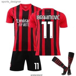 21-22AC Milan Thuisshirt 11 Ibrahimovic 9 Giroud jersey voetbalshirt sneldrogend set''gg''EEE4