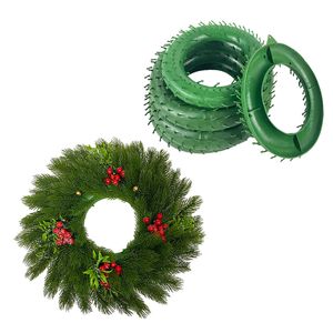 21/26cm kerstkranshouder Round Pine Cone slinger ornamenten Kerstmis bruiloft Plastic krans Basisdeur Fronthangende decor