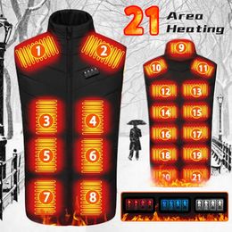 21 gebieden verwarmde jas Dames warm vest USB Verwarmingsjas voor heren Verwarmde vesten Jas Jagen Wandelen Kamperen Herfst Winter Heren 240125