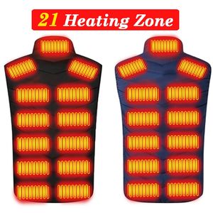 21 zones gilet chauffant hommes veste hiver femmes électrique USB chauffage tactique homme thermique corps plus chaud manteau 240301
