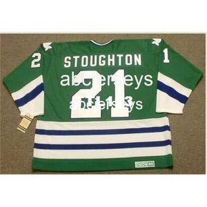 # 21 BLAINE STOUGHTON Hartford Whalers 1979 CCM Vintage Hockey Jersey Stitch n'importe quel numéro de nom