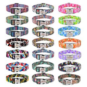 21 Color Adjustable Nylon Custom Dog Collars Free Engraved Name ID Tag Personalized Sublimation Blank Dogs Collar Small Large Product Plaid Unisex Pet Collaring B28