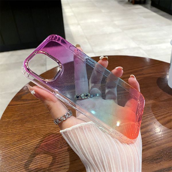 Fundas de teléfono con purpurina degradada estrellada de 21 colores para iPhone 14 13 12 11 pro max 14max 11Promax 12Pro funda completa acrílica con purpurina