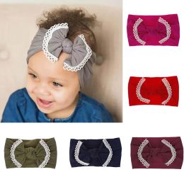 21 kleuren Baby Girl Nylon Headband Lace Fashion Soft Candy Color Bohemia Bow Girl Infant Hair Accessoires Hoofdband BJ