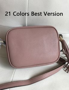 21 colores, la mejor versión, cuero genuino, Soho Disco, bolsos pequeños con solapa para mujer, 20 cm, bolso cruzado clásico con borlas para mujer