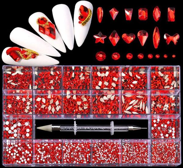 21 autocollants de diamant de strass en verre de grille pour les décorations d'art d'ongles mode bricolage accessoires de manucure de strass d'ongle avec la perceuse P9543190