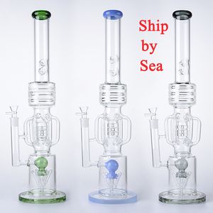 21 inch High Recycler Hookahs Dikke glazen trommelvat PERC OLIE DAB Rigs Sluit Rocket Percolator Waterpijpen 14 mm gewricht vrouwelijke glazen bongs met kom schip over zee