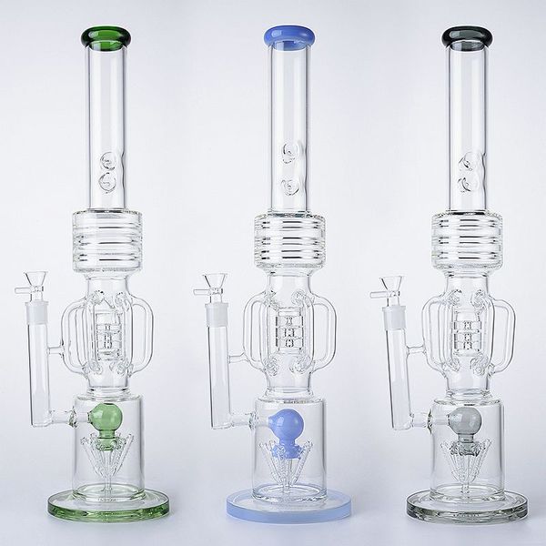 21 pouces narguilés 7 mm d'épaisseur bangs en verre baril de tambour perc conduites d'eau fendues fusée percolateur huile dab rigs recycleur grand bang avec bol