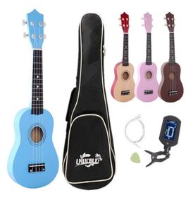 21 inch ukulele Hawaii 4 string gitaar ukelele Beginner kinderen kinderen geschenken tas case elektronische tuner nylon strings pick1650001