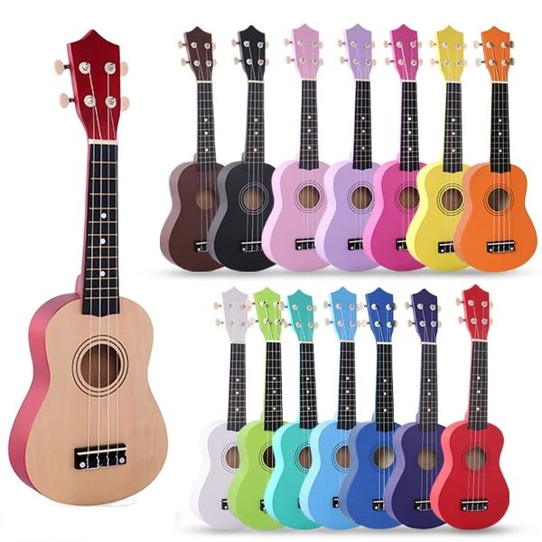 Ukulele Soprano 21 pouces en Nylon acoustique à 4 cordes, Mini guitare colorée pour enfants, cadeau avec cordes et pics